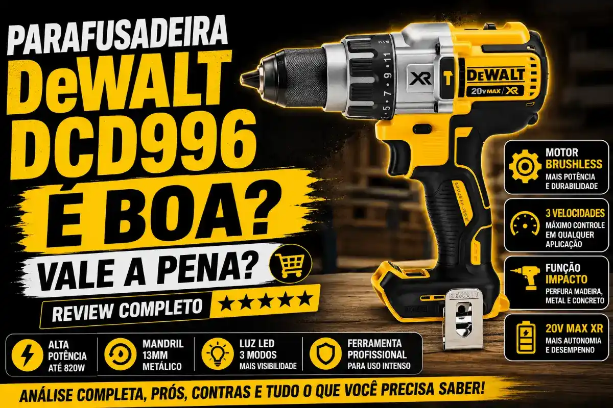Parafusadeira e Furadeira de Impacto DeWalt DCD996 é Boa? Vale a Pena? Review Completo